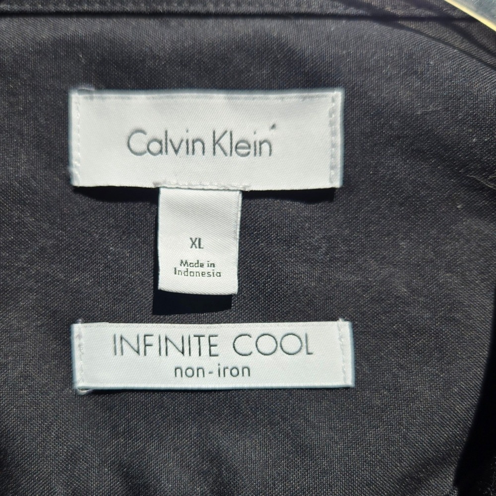 Calvin Klein Button Up Shirt Mens XL Black Infinite Cool Non-Iron Classic Office - Picture 2 of 6
